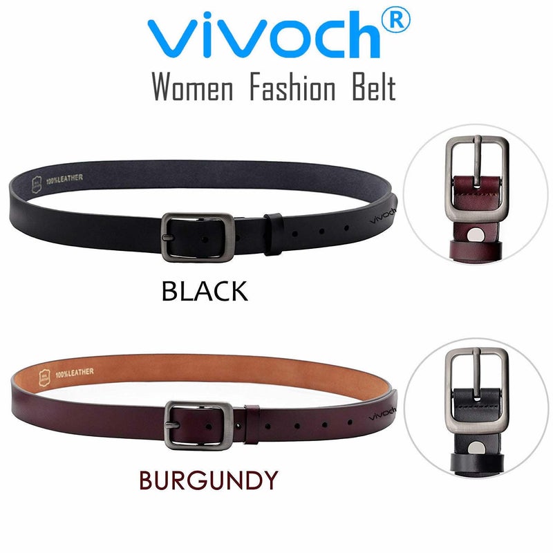 VIVOCH, 2-Pack Women's Genuine Cowhide Leather Belt, Vintage Casual Belts for Jeans, Skirt, Shorts Pants, Summer Dress for Women with Alloy Pin Buckle, 120CM - Image 2
